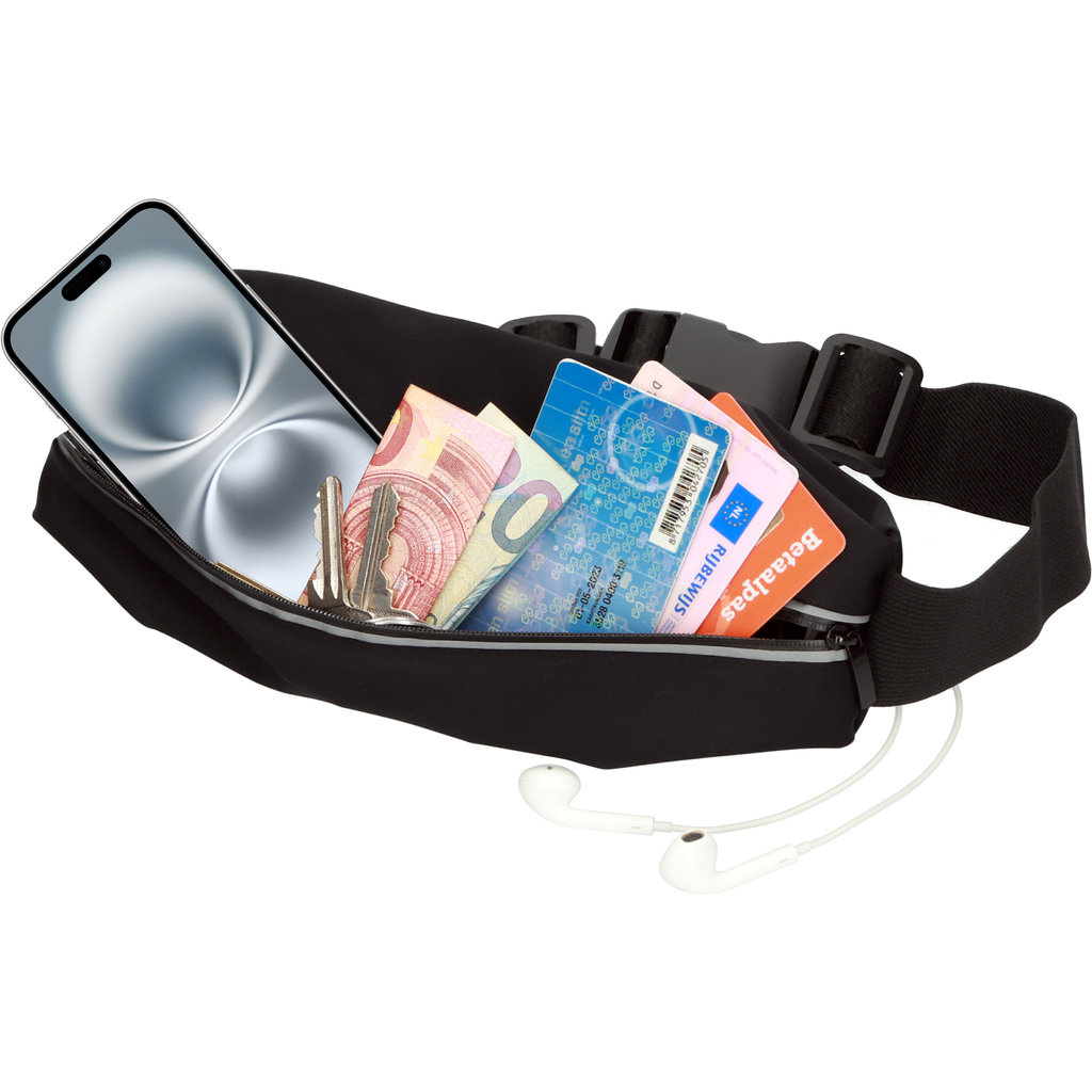 Mobiparts Mobiparts Comfort Fit Sportband voor iPhone 16 Plus - Zwart
