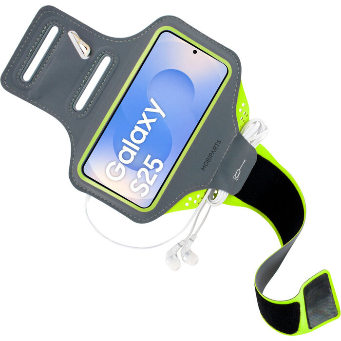 Mobiparts Mobiparts Comfort Fit Sport Armband Samsung Galaxy S25 Neon Green