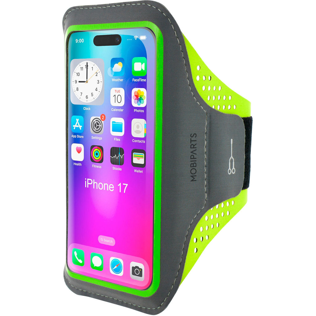 Mobiparts Mobiparts Comfort Fit Sport Armband voor Apple iPhone 17 - Neon Groen