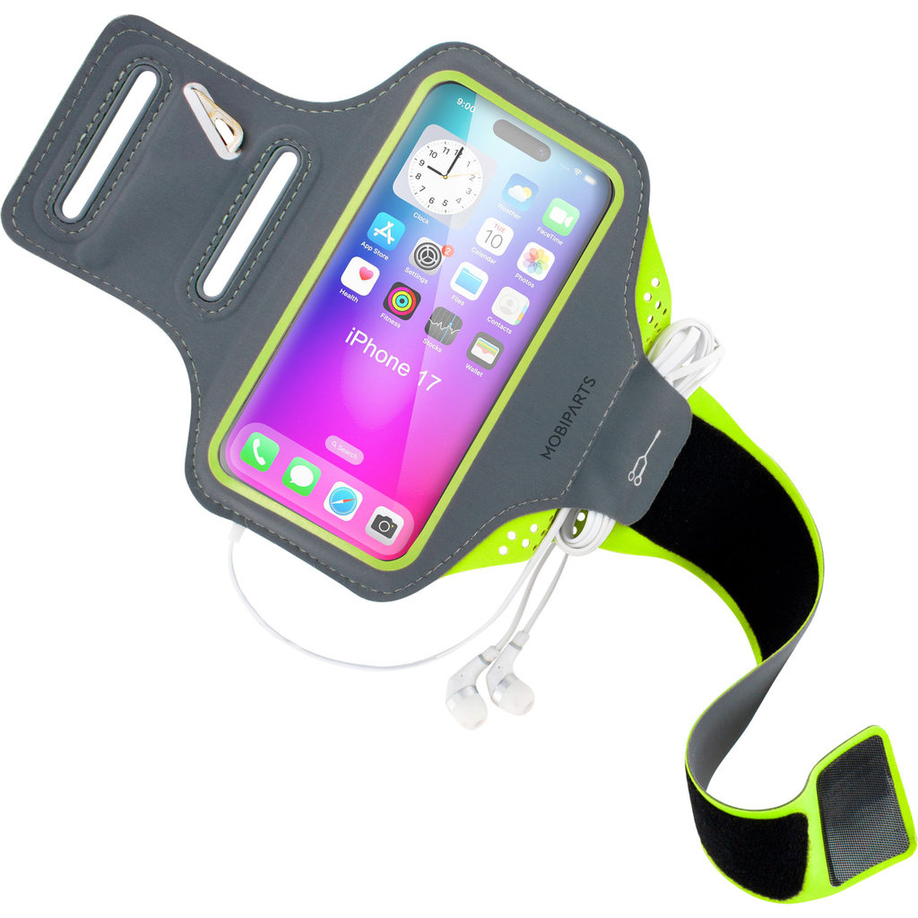 Mobiparts Mobiparts Comfort Fit Sport Armband voor Apple iPhone 17 - Neon Groen