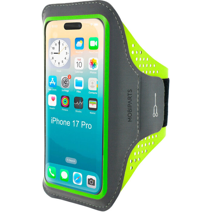 Mobiparts Mobiparts Comfort Fit Sport Armband Apple iPhone 17 Pro Neon Green