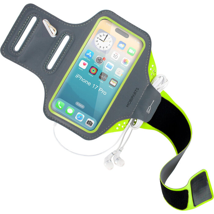 Mobiparts Mobiparts Comfort Fit Sport Armband Apple iPhone 17 Pro Neon Green