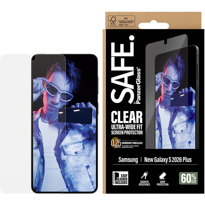 SAFE by PanzerGlass SAFE by PanzerGlass Screenprotector voor Samsung Galaxy S26 Plus - Ultra-Wide-Fit