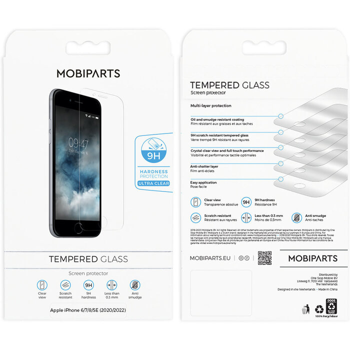 Mobiparts Mobiparts Regular Tempered Glass Apple iPhone 6/7/8/SE (2020/2022) - 10 Pack