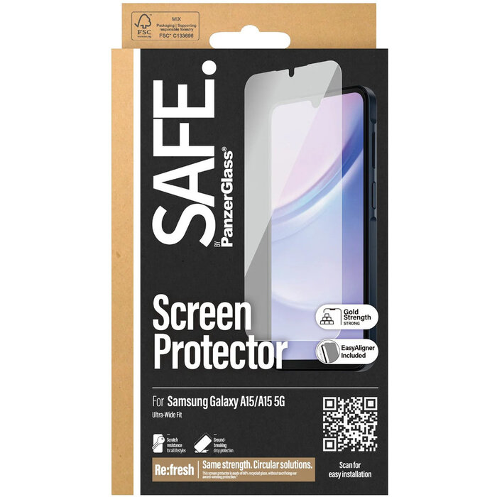 SAFE by PanzerGlass SAFE by PanzerGlass Ultra-Wide-Fit Screenprotector voor Samsung Galaxy A15 / A15 5G