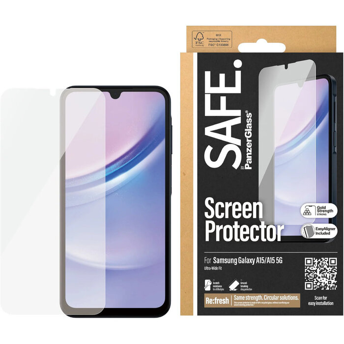 SAFE by PanzerGlass SAFE by PanzerGlass Ultra-Wide-Fit Screenprotector voor Samsung Galaxy A15 / A15 5G