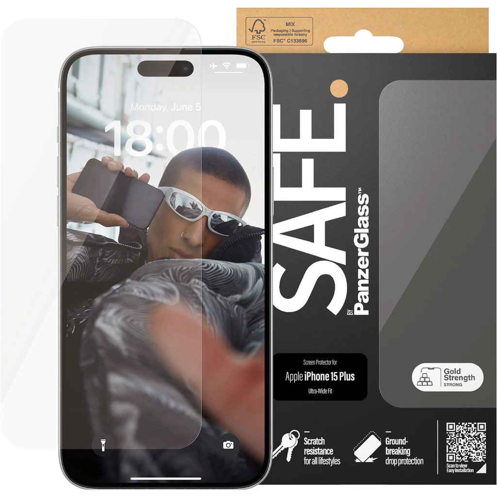 SAFE by PanzerGlass SAFE by PanzerGlass Screenprotector voor Apple iPhone 15 Plus - Gehard Glas