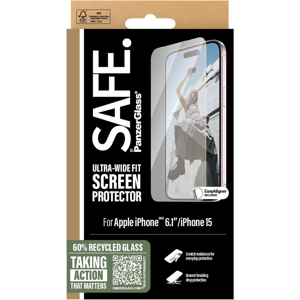 SAFE by PanzerGlass SAFE by PanzerGlass Screenprotector voor Apple iPhone 16 / 15