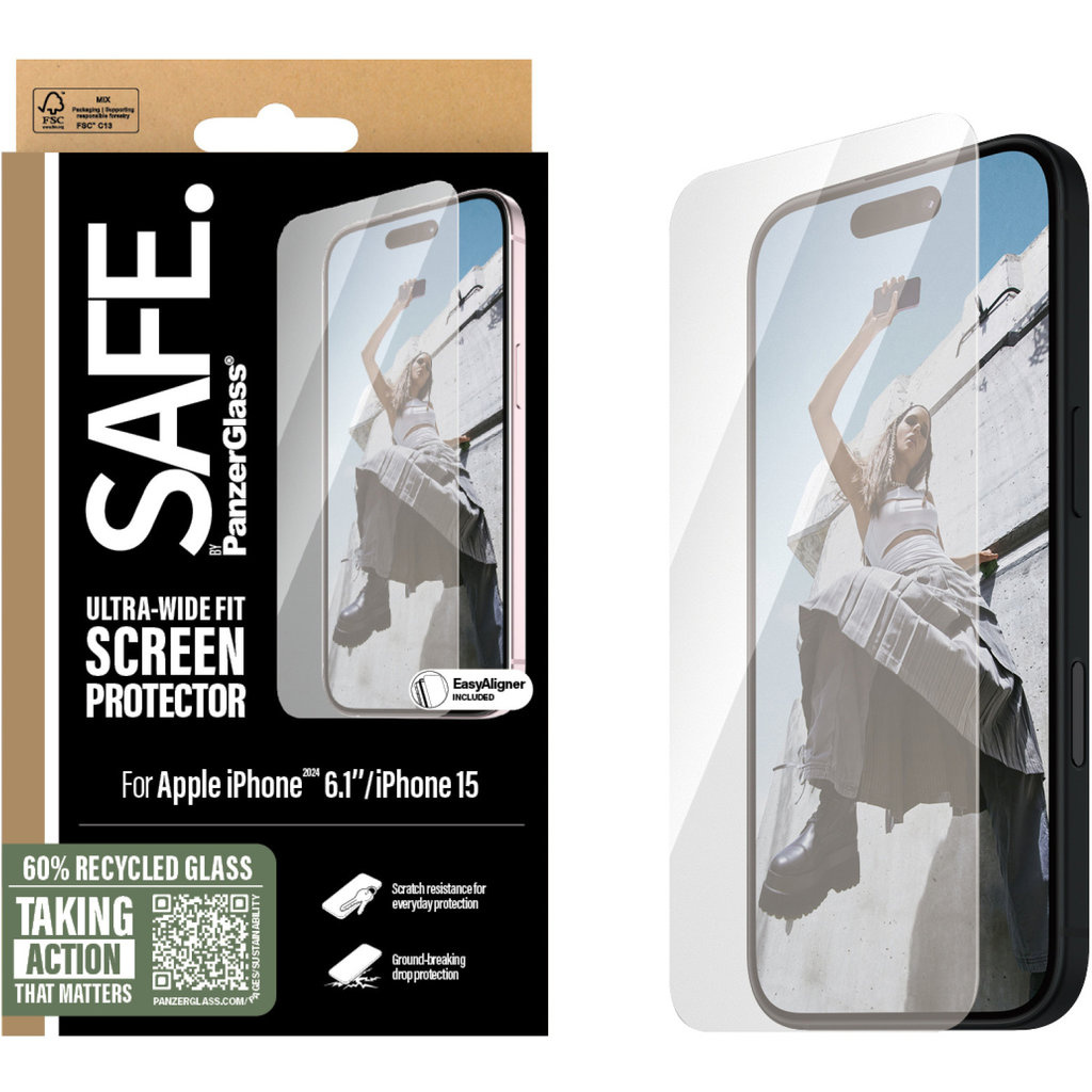 SAFE by PanzerGlass SAFE by PanzerGlass Screenprotector voor Apple iPhone 16 / 15