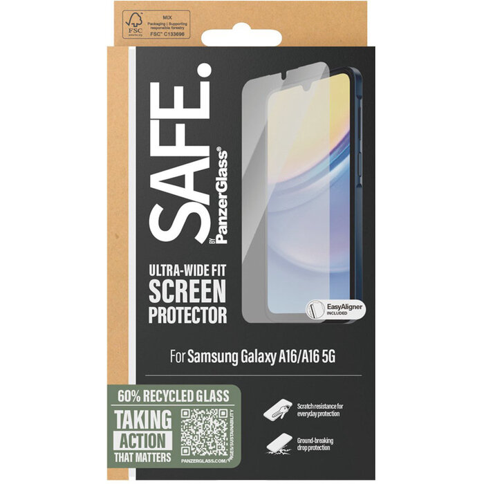 SAFE by PanzerGlass SAFE by PanzerGlass Screenprotector Samsung Galaxy A16 - Ultra-Wide-Fit Gehard Glas