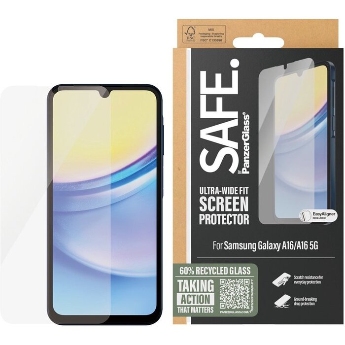 SAFE by PanzerGlass SAFE by PanzerGlass Screenprotector Samsung Galaxy A16 - Ultra-Wide-Fit Gehard Glas