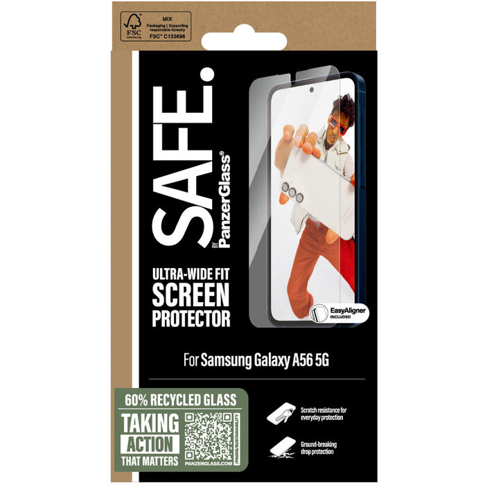 SAFE by PanzerGlass SAFE by PanzerGlass Screenprotector voor Samsung Galaxy A56 Ultra-Wide-Fit