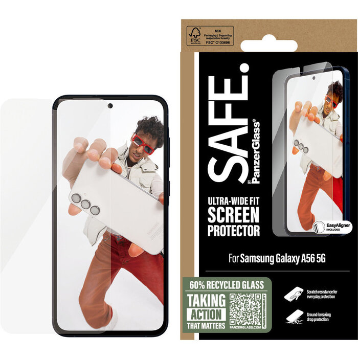 SAFE by PanzerGlass SAFE by PanzerGlass Screenprotector voor Samsung Galaxy A56 Ultra-Wide-Fit