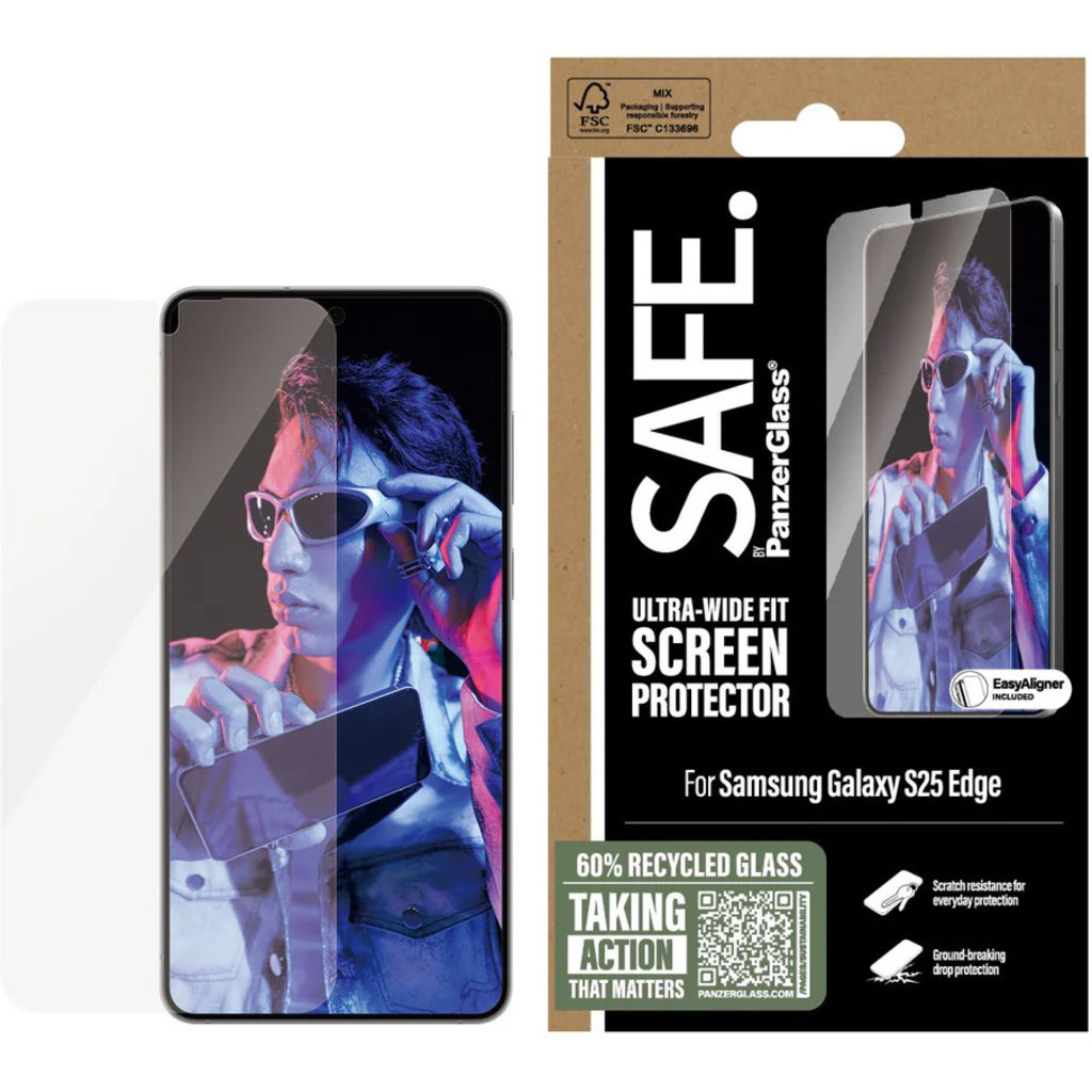 SAFE by PanzerGlass SAFE by PanzerGlass Edge Screenprotector voor Samsung Galaxy S25