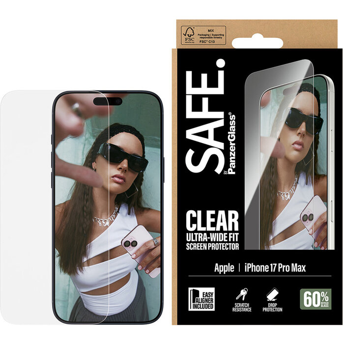 SAFE by PanzerGlass SAFE by PanzerGlass Screenprotector voor Apple iPhone 17 Pro Max - Ultra-Wide-Fit