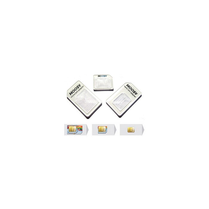 Noosy Noosy 3-delige SIM Kaart Adapter Set - Nano & Micro naar Standaard - Wit