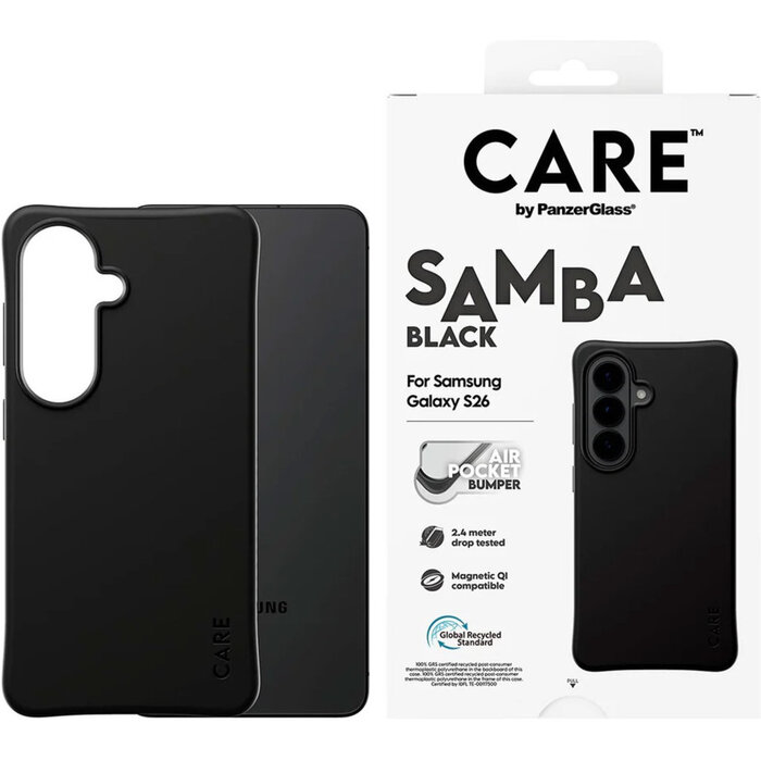 CARE by PanzerGlass PanzerGlass Samba Case voor Samsung Galaxy S26 - Zwart - Qi Compatibel