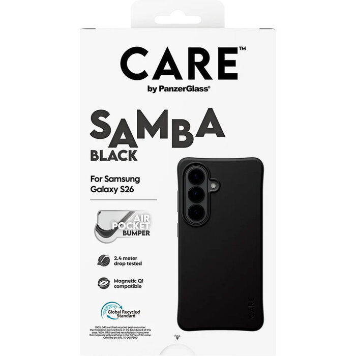 CARE by PanzerGlass PanzerGlass Samba Case voor Samsung Galaxy S26 - Zwart - Qi Compatibel