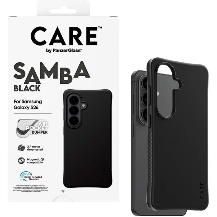 CARE by PanzerGlass PanzerGlass Samba Case voor Samsung Galaxy S26 - Zwart - Qi Compatibel