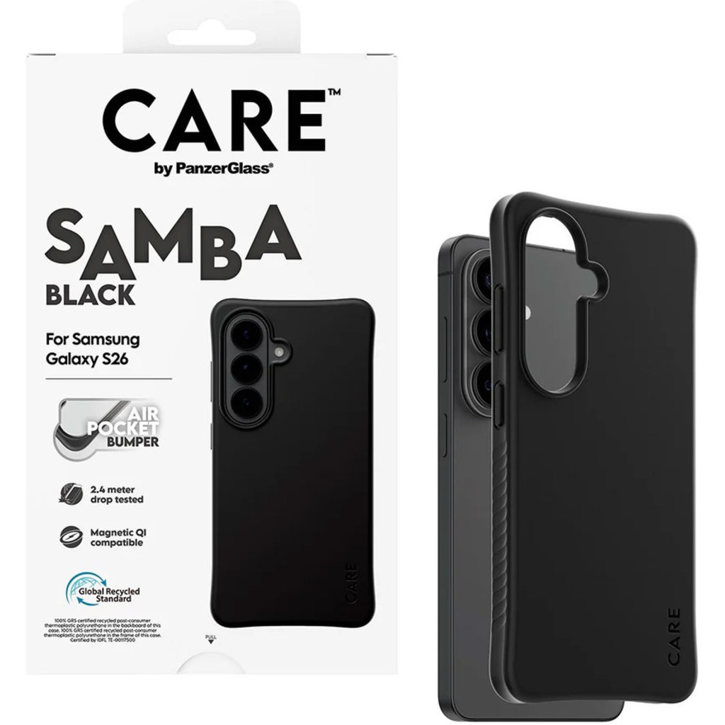 CARE by PanzerGlass PanzerGlass Samba Case voor Samsung Galaxy S26 - Zwart - Qi Compatibel