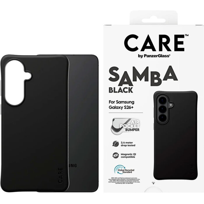 CARE by PanzerGlass PanzerGlass Samba Case voor Samsung Galaxy S26 Plus - Zwart - Qi Compatible