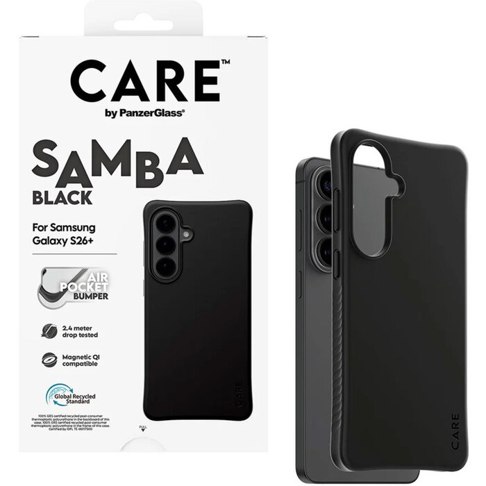 CARE by PanzerGlass PanzerGlass Samba Case voor Samsung Galaxy S26 Plus - Zwart - Qi Compatible