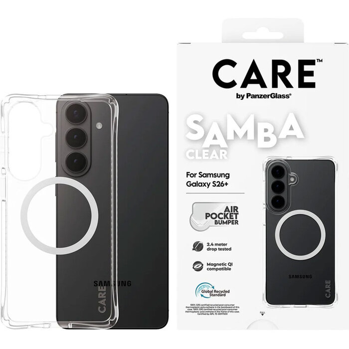 CARE by PanzerGlass PanzerGlass Samba Case Samsung Galaxy S26 Plus - Transparant & Qi