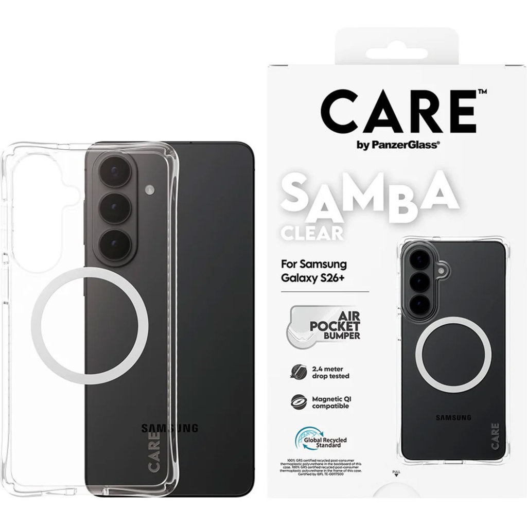 CARE by PanzerGlass PanzerGlass Samba Case Samsung Galaxy S26 Plus - Transparant & Qi