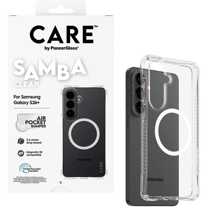 CARE by PanzerGlass CARE by PanzerGlass Samba Case Transparent w. Qi Samsung Galaxy S26 Plus