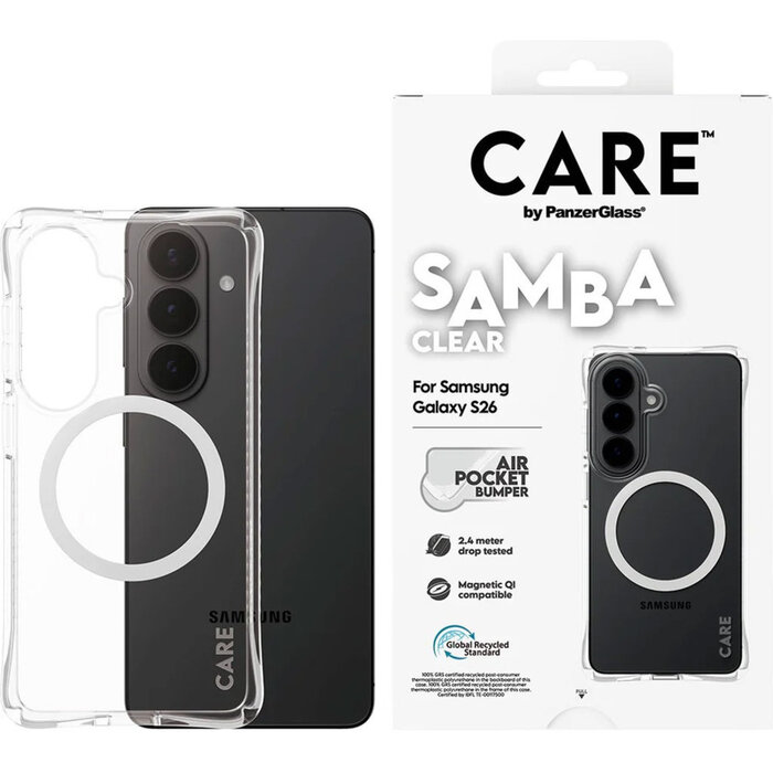 CARE by PanzerGlass PanzerGlass Samba Case voor Samsung Galaxy S26 - Transparant & Qi-geschikt
