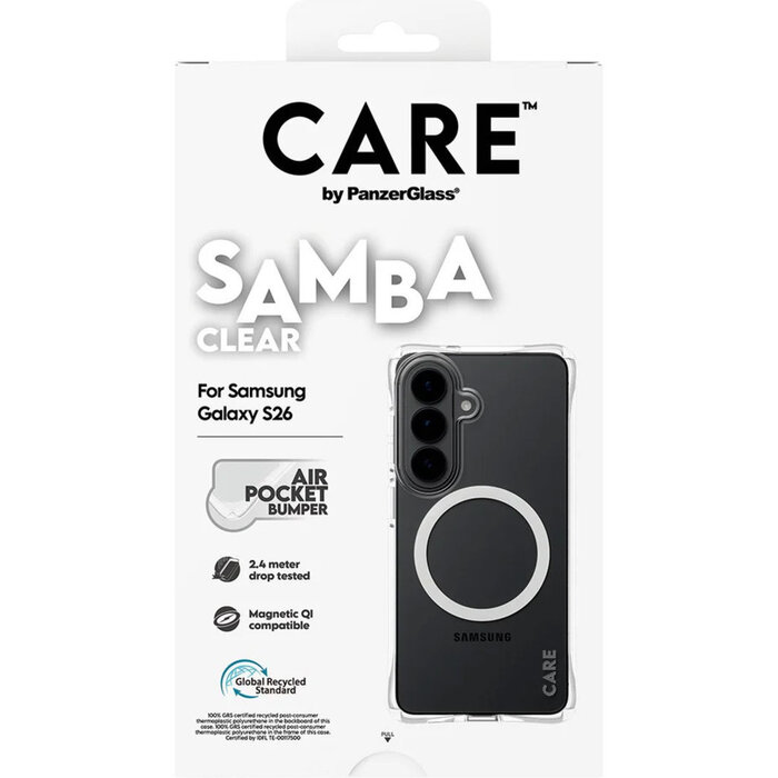 CARE by PanzerGlass PanzerGlass Samba Case voor Samsung Galaxy S26 - Transparant & Qi-geschikt