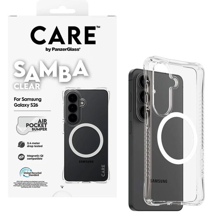 CARE by PanzerGlass PanzerGlass Samba Case voor Samsung Galaxy S26 - Transparant & Qi-geschikt