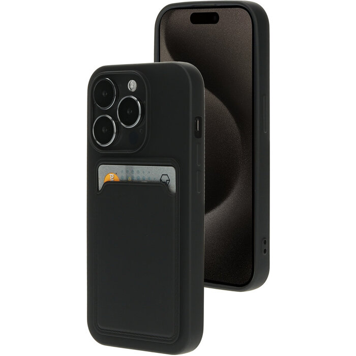 Mobiparts Mobiparts Classic TPU Case met Kaarthouder voor iPhone 15 Pro - Mat Zwart