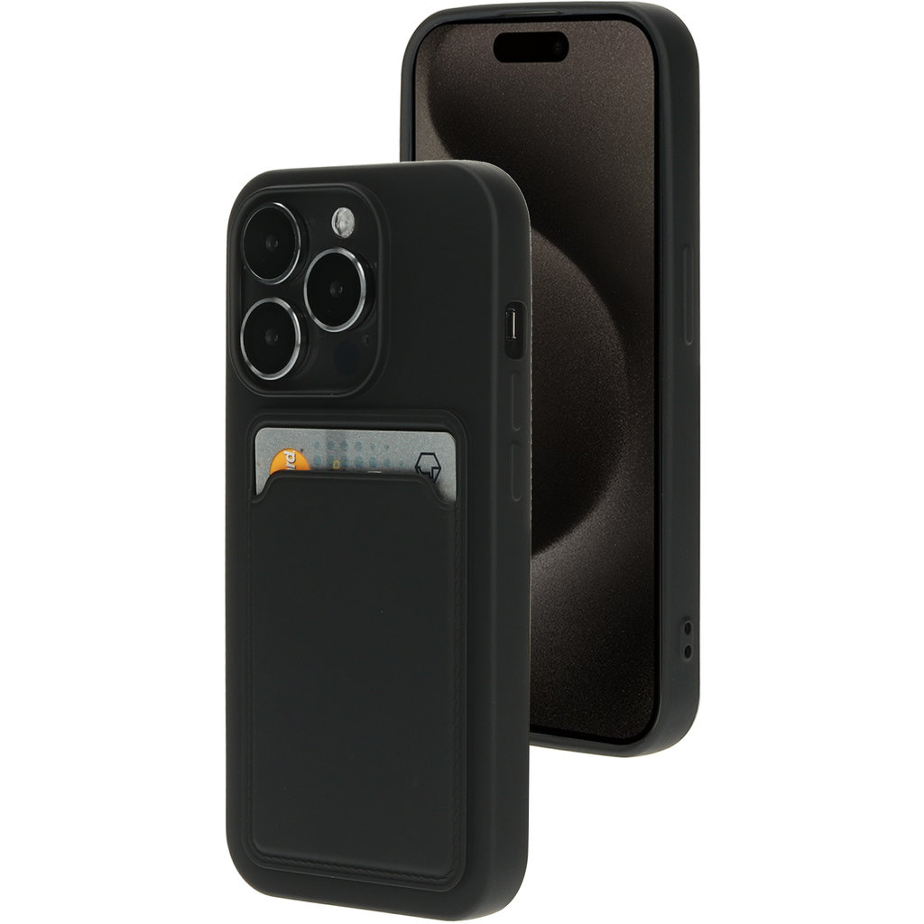 Mobiparts Mobiparts Classic TPU Case met Kaarthouder voor iPhone 15 Pro - Mat Zwart