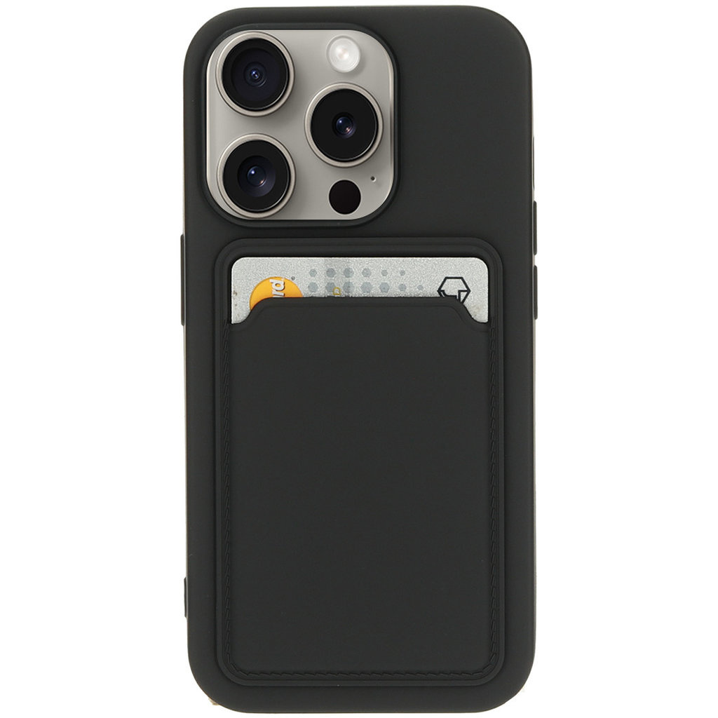 Mobiparts Mobiparts Classic TPU Case met Kaarthouder voor iPhone 15 Pro - Mat Zwart