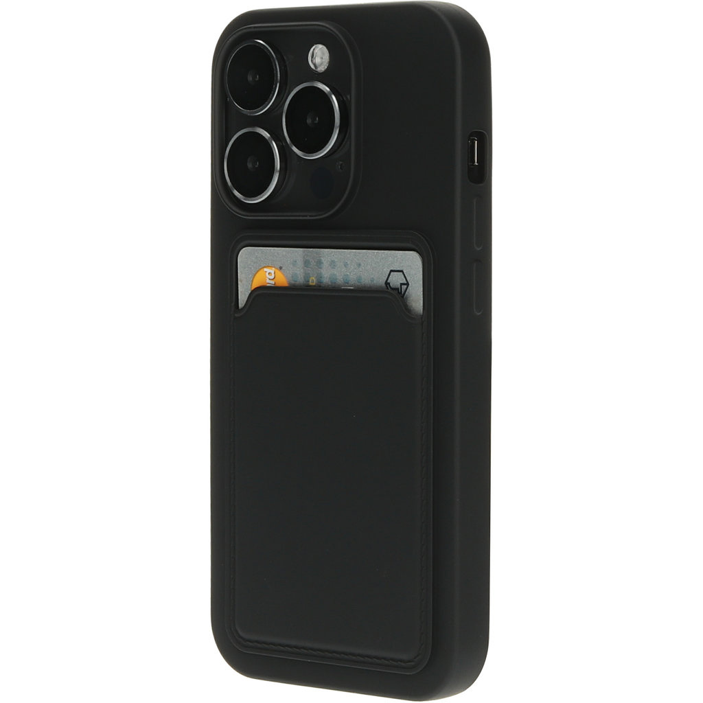 Mobiparts Mobiparts Classic TPU Case met Kaarthouder voor iPhone 15 Pro - Mat Zwart