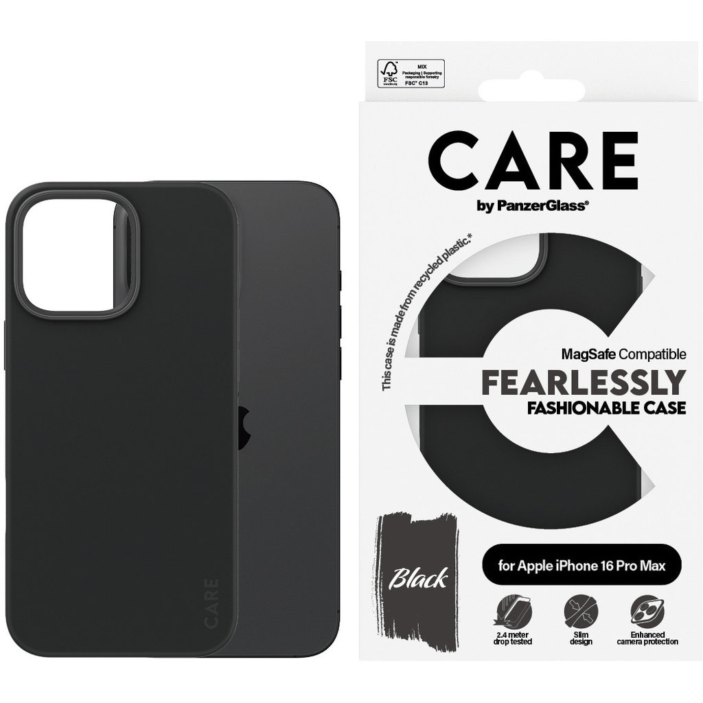 CARE by PanzerGlass PanzerGlass CARE MagSafe Case voor Apple iPhone 16 Pro Max - Zwart