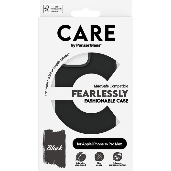 CARE by PanzerGlass PanzerGlass CARE MagSafe Case voor Apple iPhone 16 Pro Max - Zwart