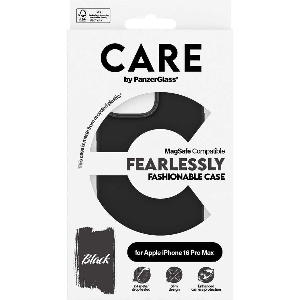 CARE by PanzerGlass PanzerGlass CARE MagSafe Case voor Apple iPhone 16 Pro Max - Zwart