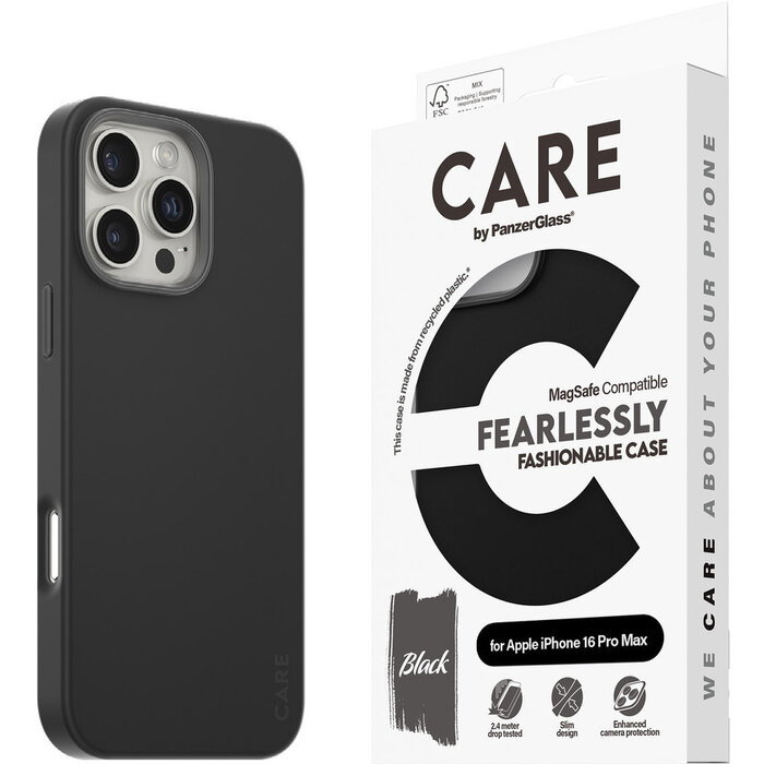 CARE by PanzerGlass PanzerGlass CARE MagSafe Case voor Apple iPhone 16 Pro Max - Zwart