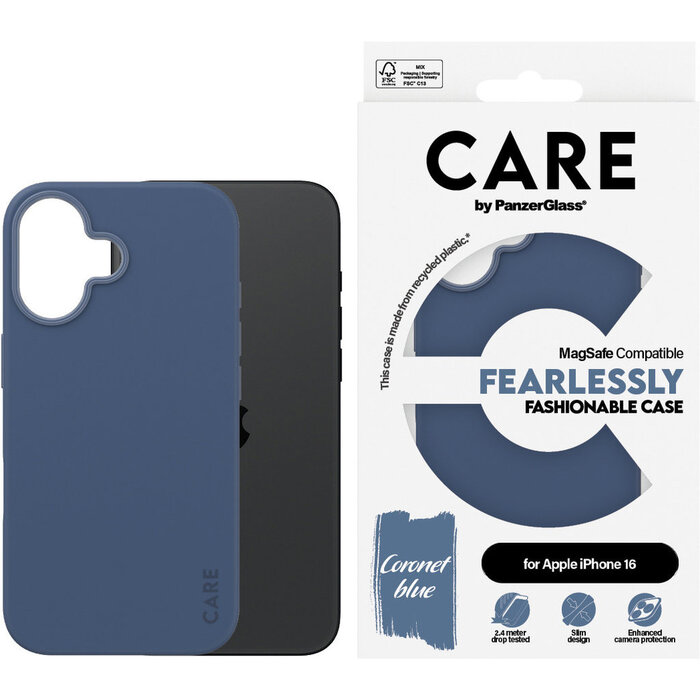 CARE by PanzerGlass CARE by PanzerGlass Fashionable Case Blue w. MagSafe iPhone 16