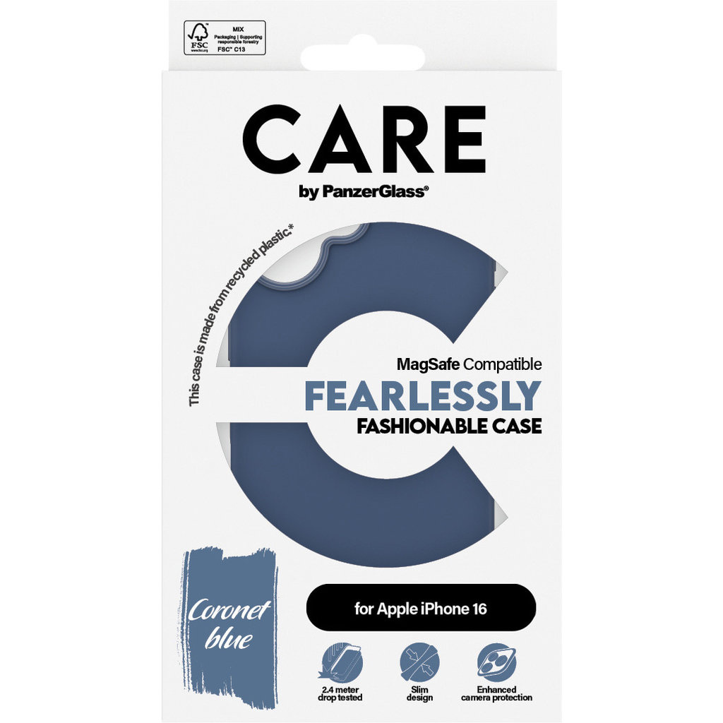 CARE by PanzerGlass CARE by PanzerGlass Fashionable Case voor iPhone 16 - Blauw met MagSafe, foto 4 van 5