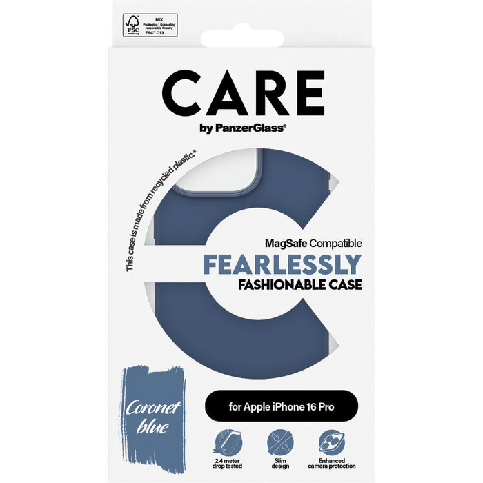 CARE by PanzerGlass PanzerGlass CARE MagSafe Case voor iPhone 16 Pro - Blauw