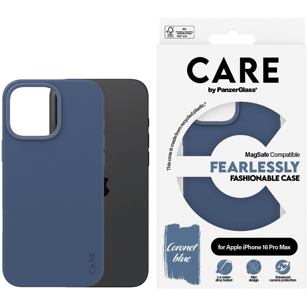 CARE by PanzerGlass PanzerGlass CARE MagSafe Hoesje voor iPhone 16 Pro Max - Blauw