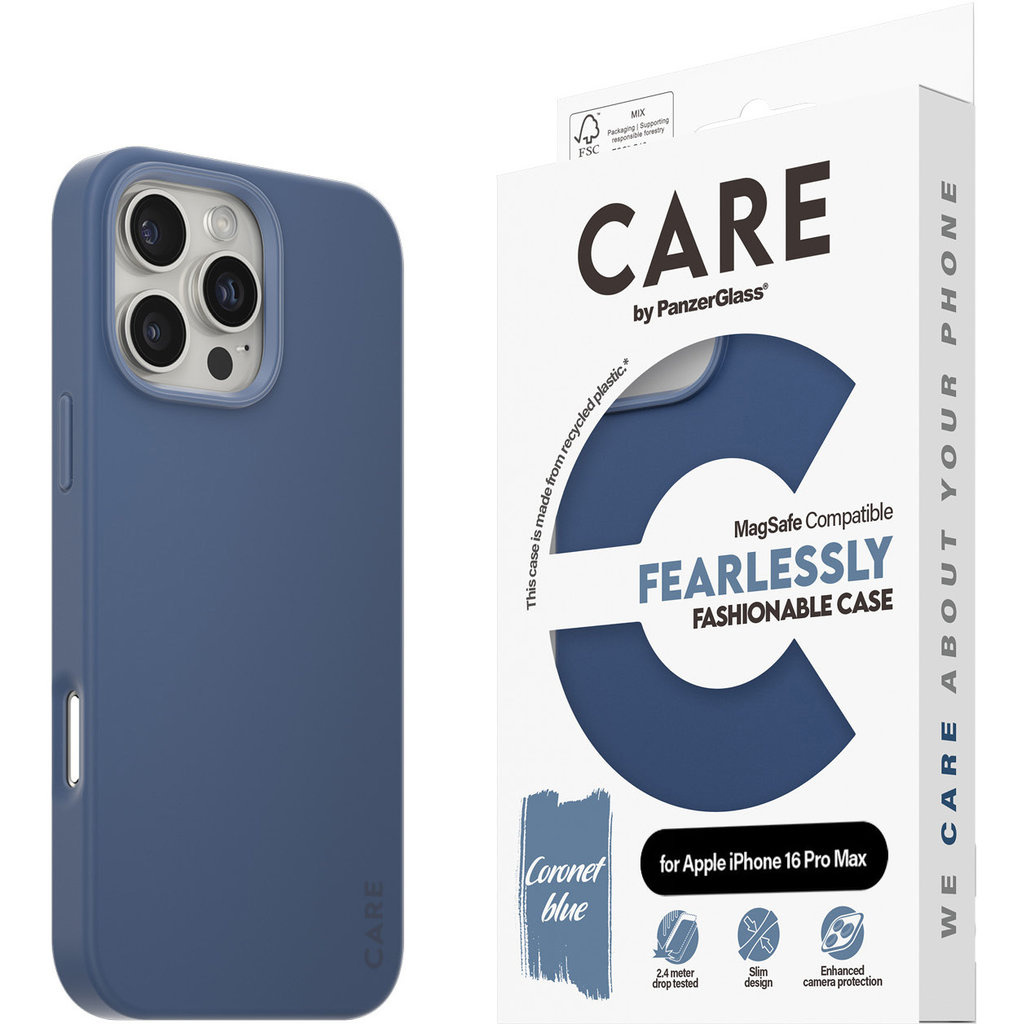 CARE by PanzerGlass PanzerGlass CARE MagSafe Hoesje voor iPhone 16 Pro Max - Blauw