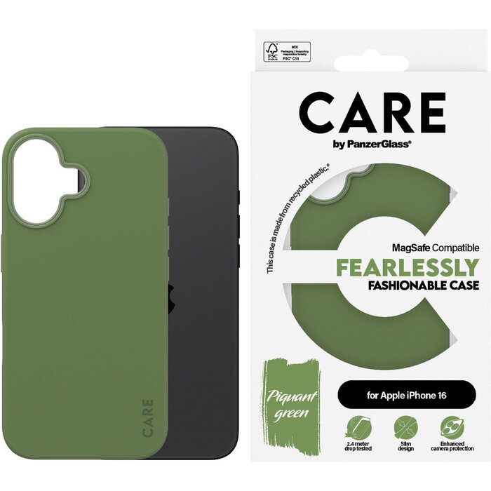CARE by PanzerGlass PanzerGlass CARE MagSafe Case voor iPhone 16 - Groen