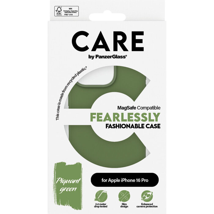 CARE by PanzerGlass CARE by PanzerGlass Fashionable Case Green w. MagSafe iPhone 16 Pro
