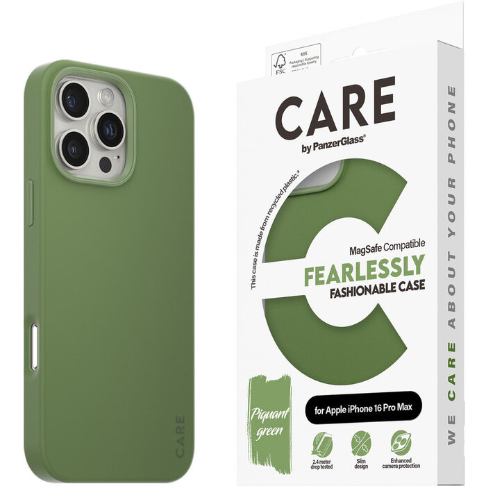 CARE by PanzerGlass PanzerGlass CARE MagSafe Case voor iPhone 16 Pro Max - Groen