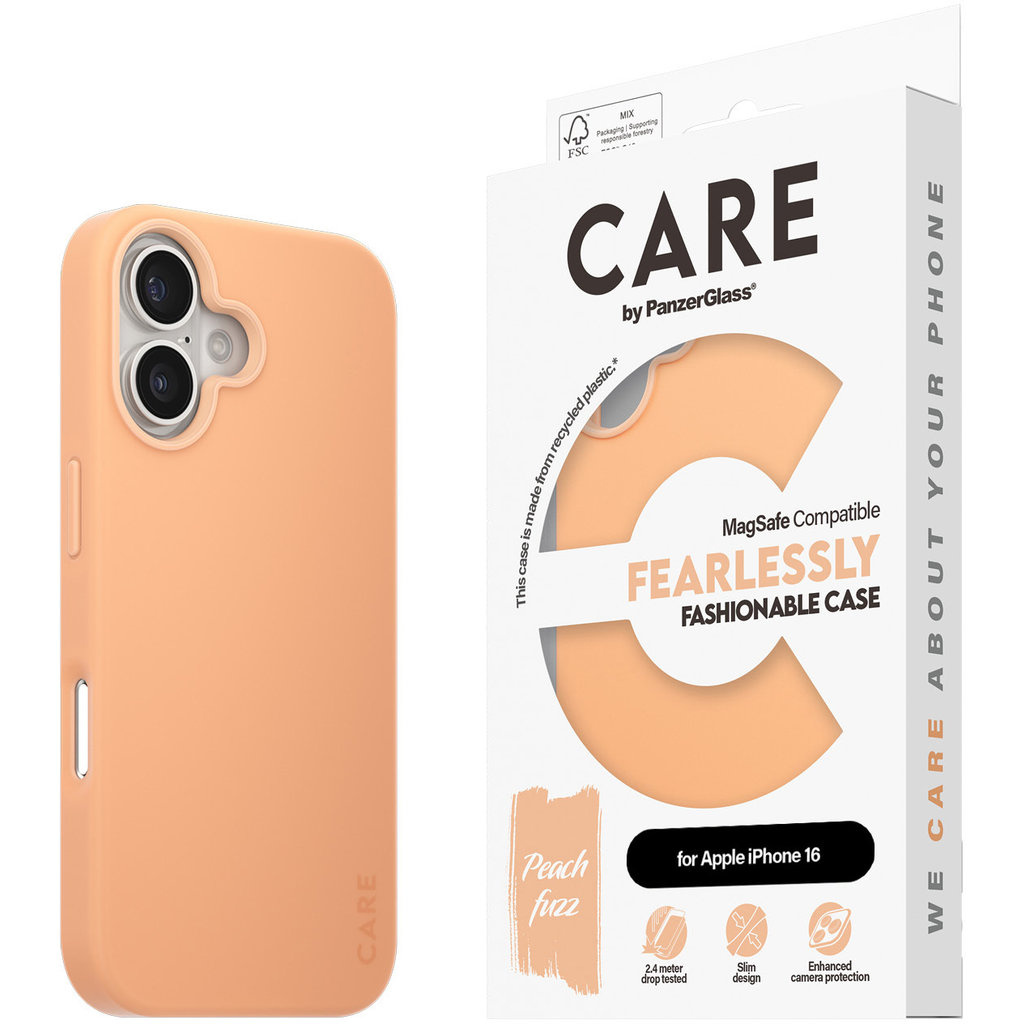 CARE by PanzerGlass CARE by PanzerGlass Fashionable Case iPhone 16 - Peachy met MagSafe, foto 3 van 5