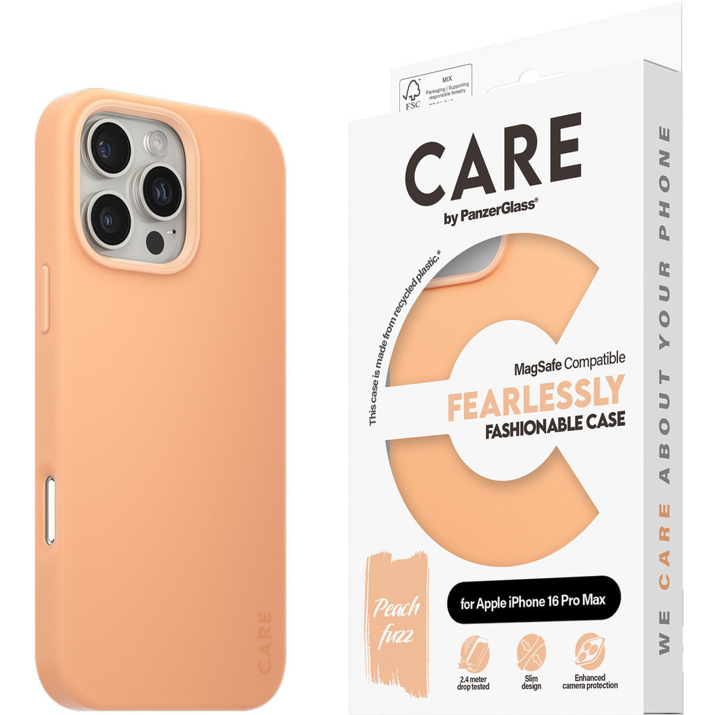 CARE by PanzerGlass PanzerGlass CARE Case voor iPhone 16 Pro Max - MagSafe - Peachy